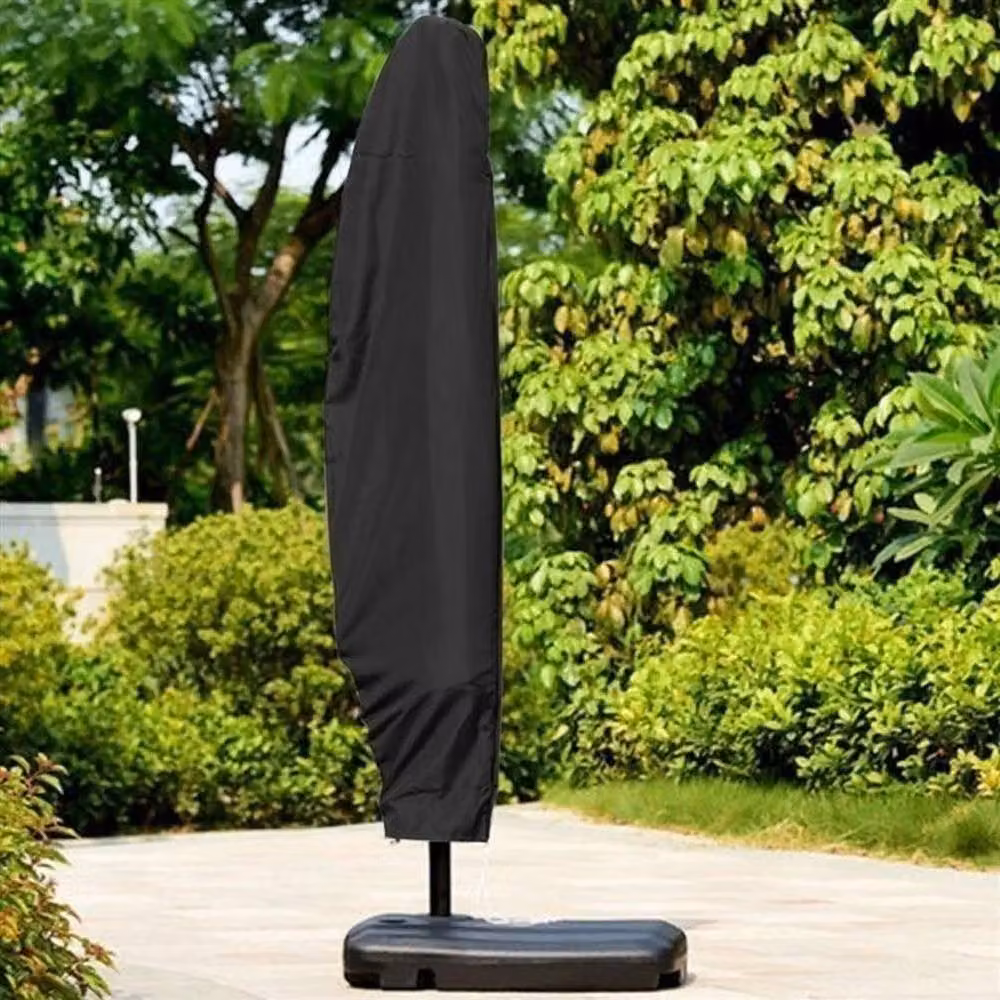 FLAVORA L Heavy Duty Cantilever Parasol Cover in Black Polyester, W: 280 cm, H: 45-80 cm – 4