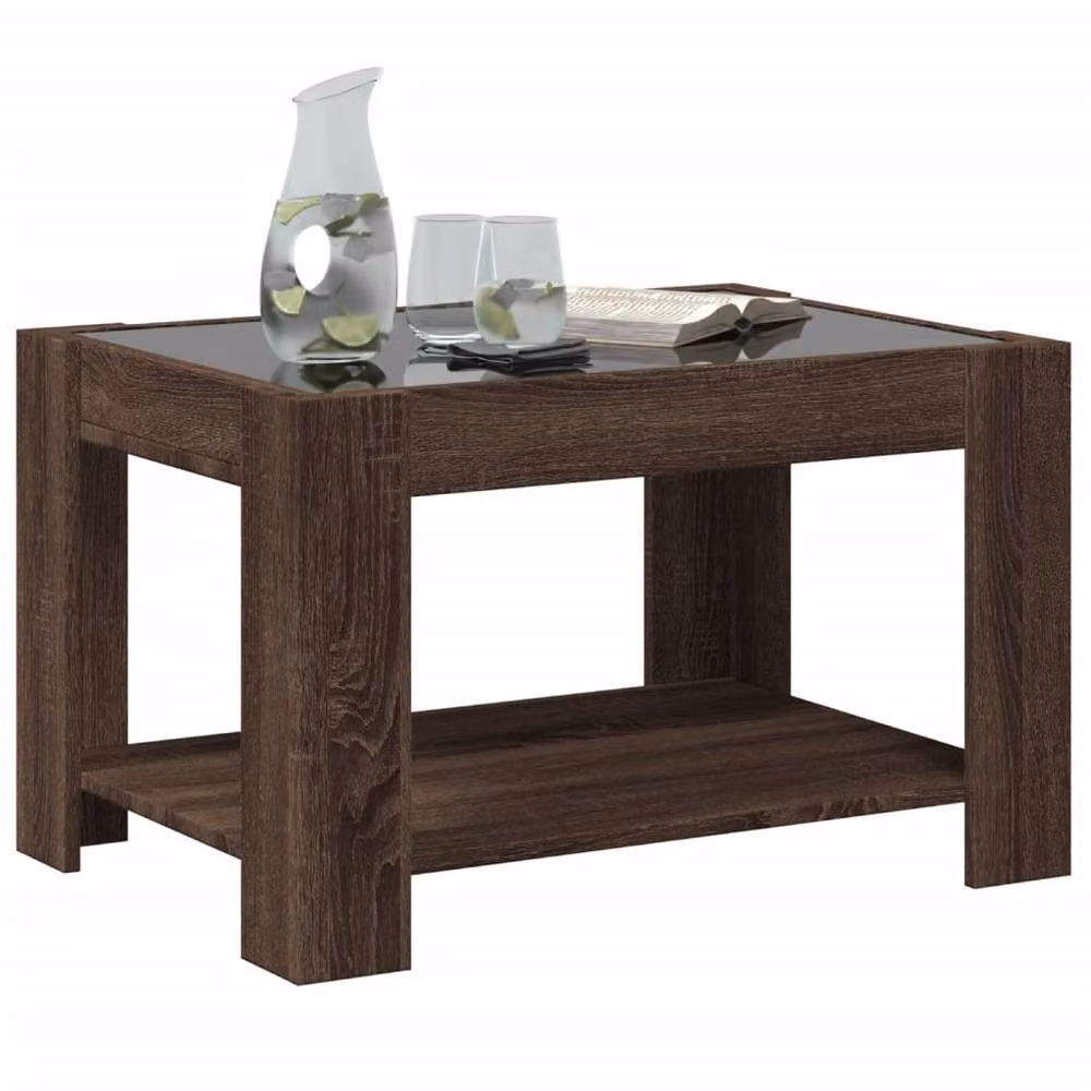 Berkfield Home Modern Rectangular Coffee Table in Brown Oak, W: 73 cm, D: 53 cm, H: 45 cm – 3