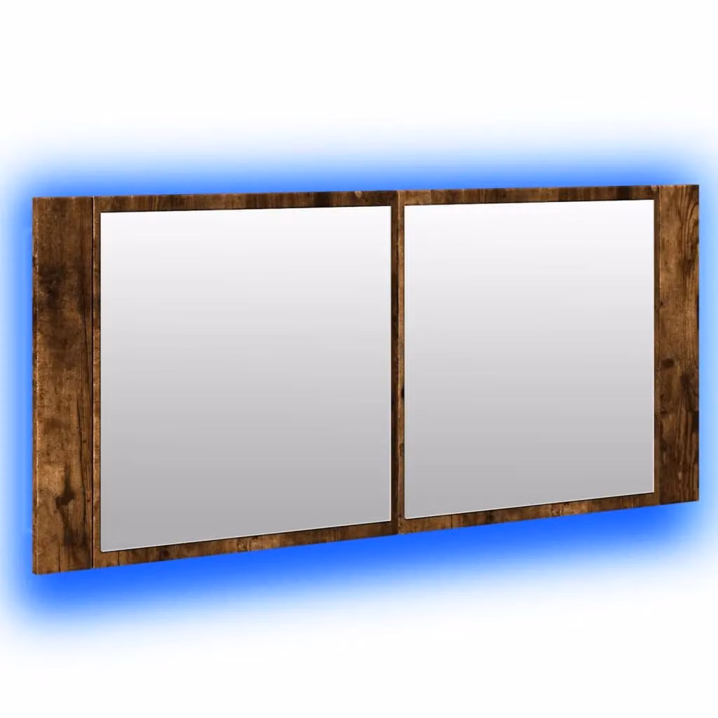 Berkfield Home LED Bathroom Mirror Cabinet in Smoked Oak Brown, W/D/H: 100 x 12 x 45 cm – 4