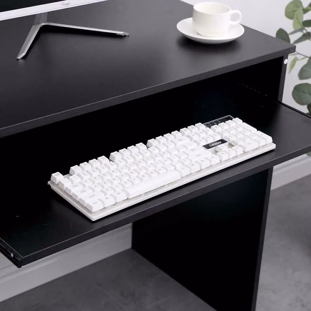 Home Source Compact Computer Desk in Black, W: 80 cm, D: 48 cm, H: 75 cm – 3