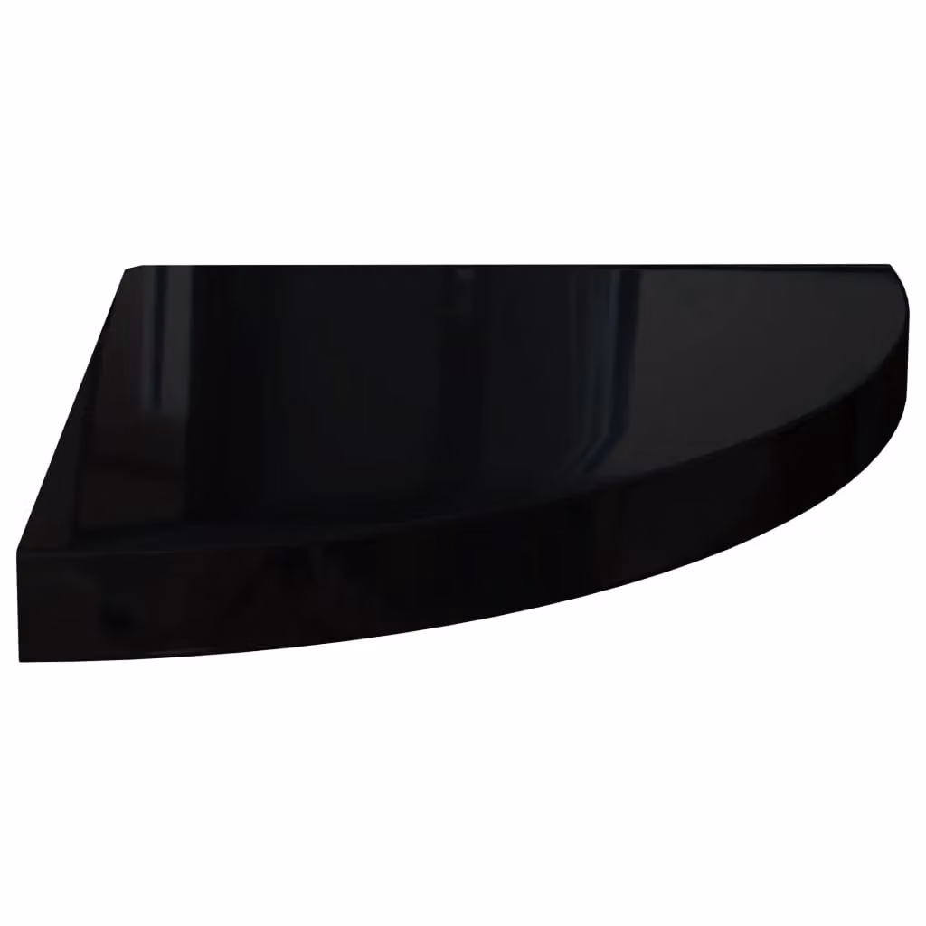 Berkfield Home High Gloss Black Floating Corner Shelves, 2 Pack, W/D/H: 35 x 35 x 3.8 cm – 3