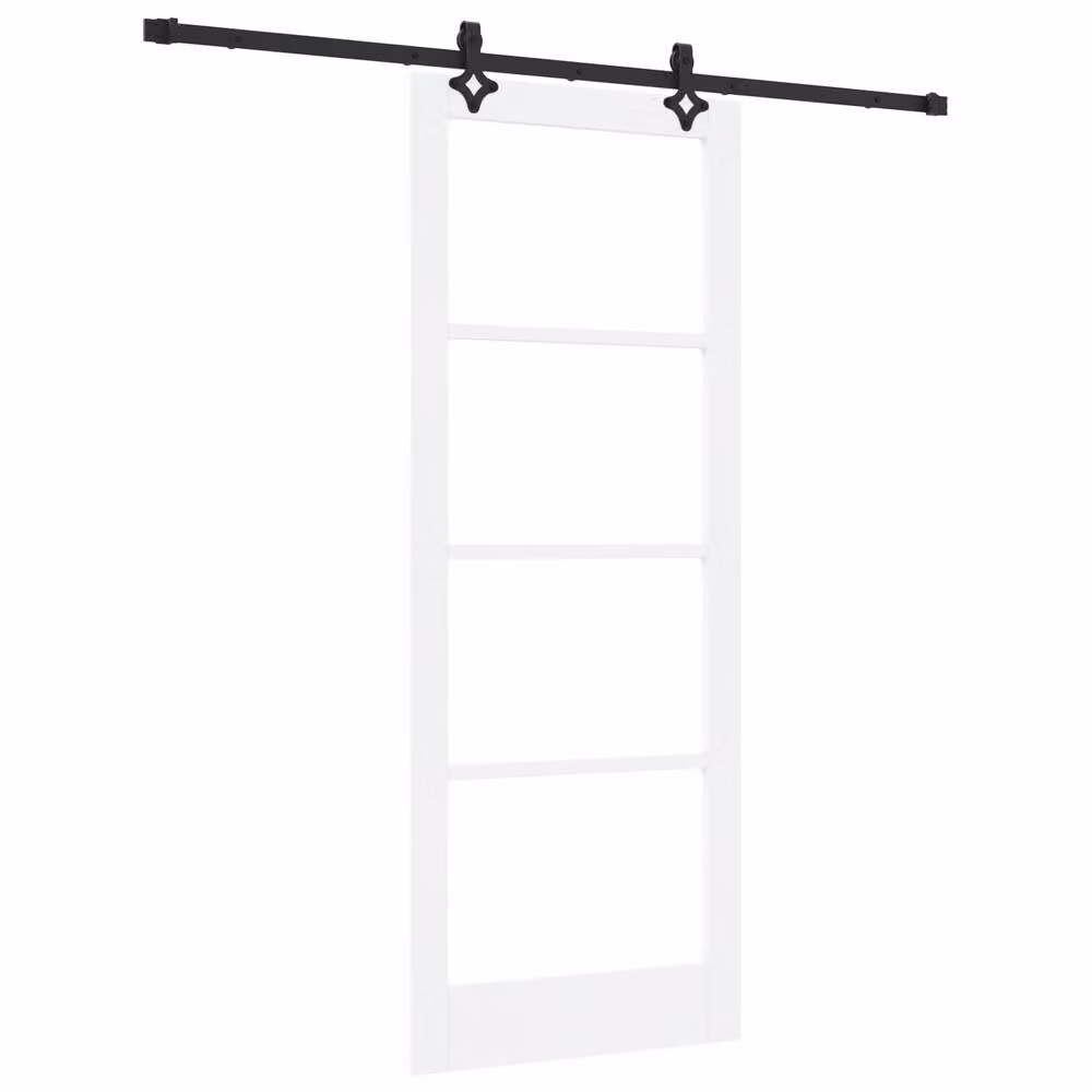 Berkfield Home Orkdal Modern Sliding Door with Hardware Set in White Lacquered Solid Wood and Glass, H: 211.0 cm, W: 83.0 cm – 2