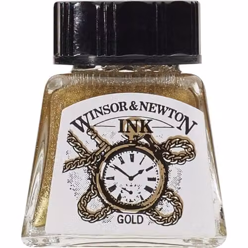 Winsor & Newton Drawing Ink Bottle, Gold, 14 ml – 1
