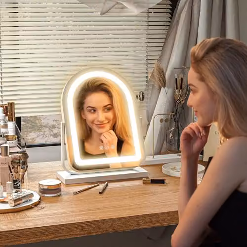 HOMCOM LED Vanity Dressing Table Mirror in White, W/H: 33 x 44.5 cm – 4
