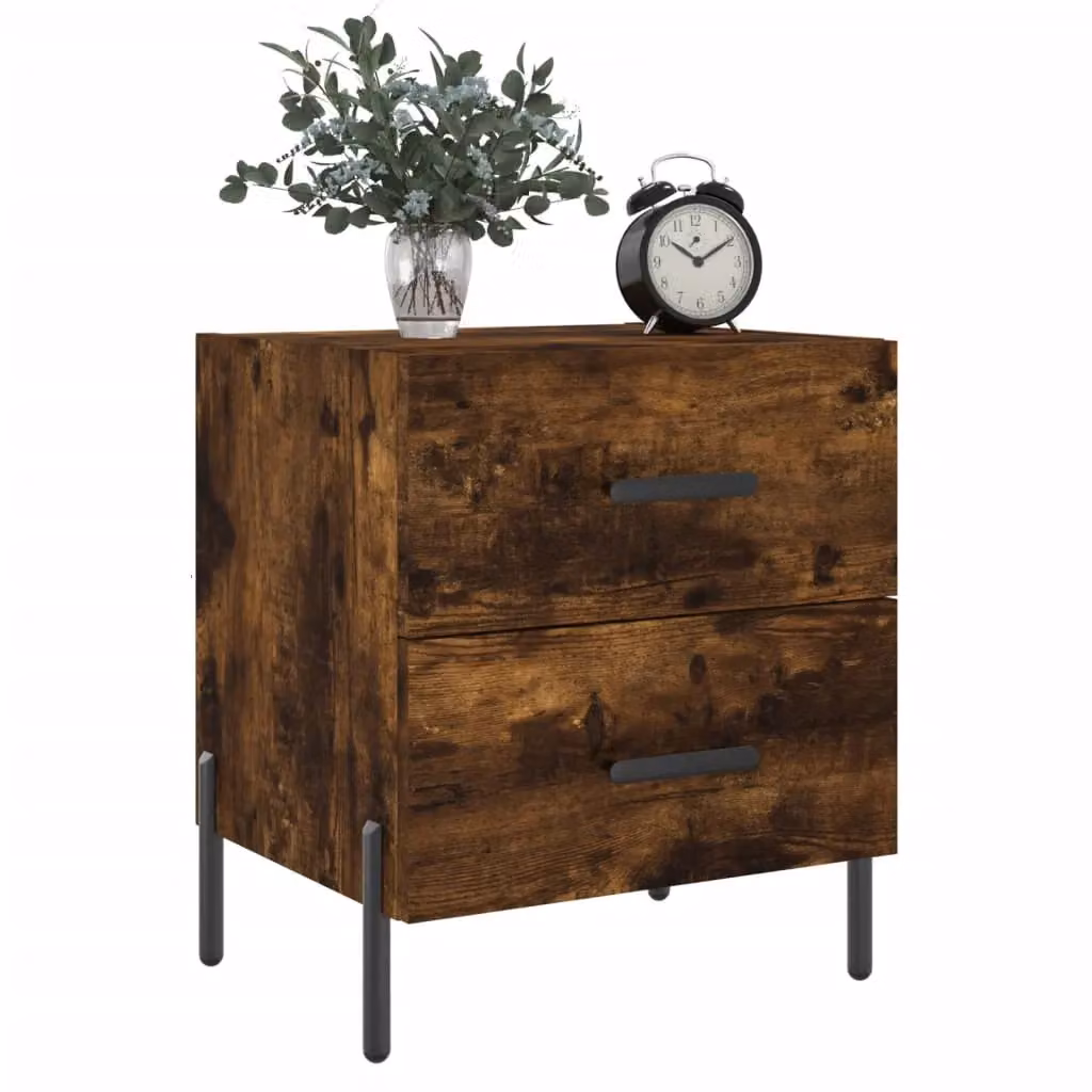 Berkfield Home Set of 2 Bedside Cabinets in Smoked Oak Brown, W/D/H: 40 x 35 x 47.5 cm – 3