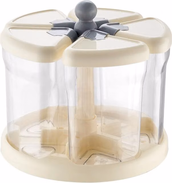 Lifeideas Rotating Grain Storage Dispenser with 5 Compartments, White and Transparent Plastic