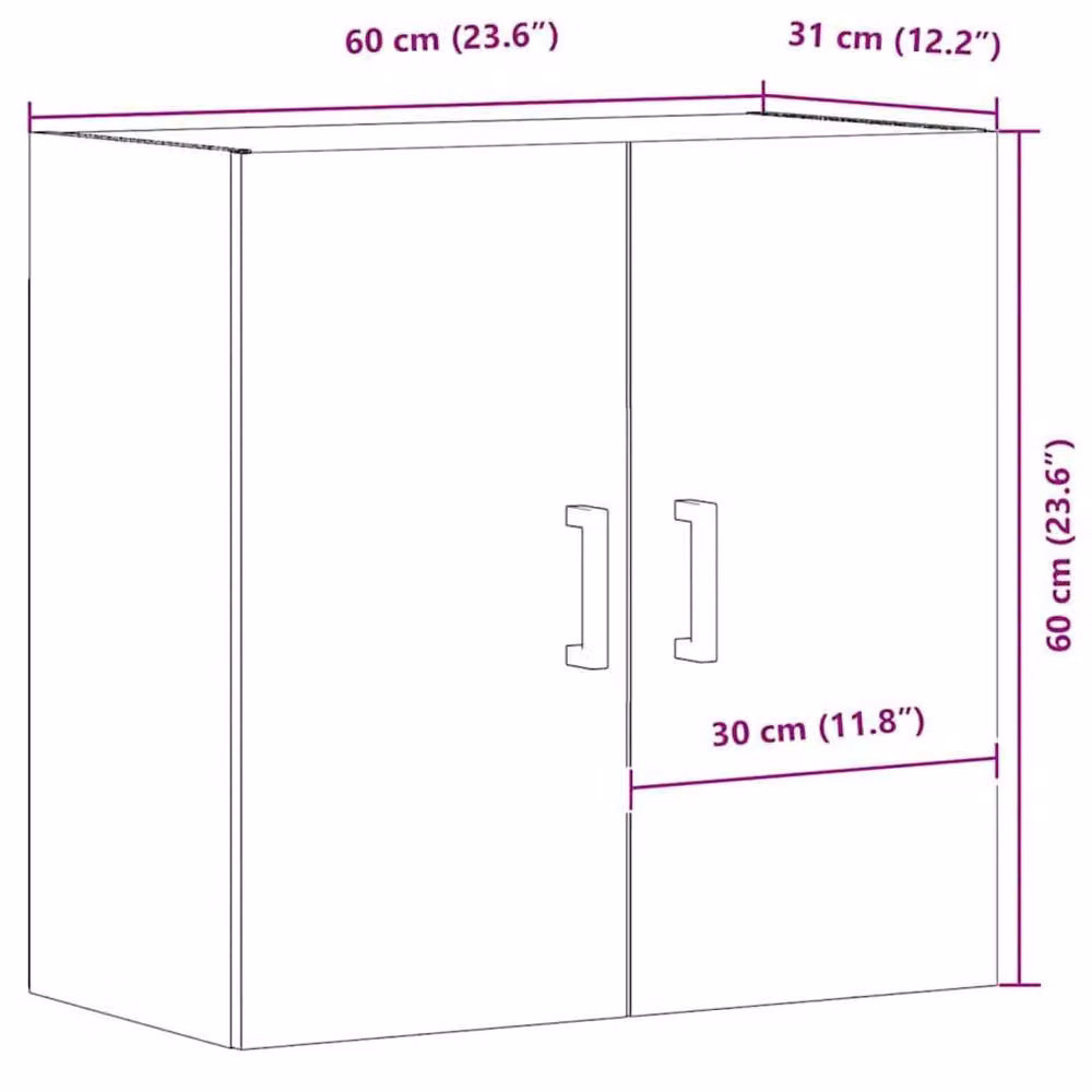 Berkfield Home Artisan Oak Wall Cabinet in Brown, W: 60 cm, D: 31 cm, H: 60 cm – 5