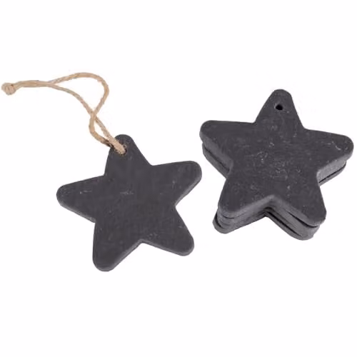 Nicola Spring Grey Slate Star Hanging Christmas Tree Decorations, Pack of 6, W/H: 7 x 7.5 cm – 1