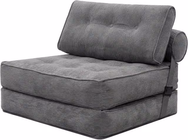 Levede Convertible Foldable Floor Mattress Sofa Bed with Lumbar Pillow in Grey