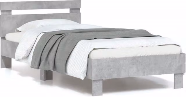 Berkfield Home Modern Bed Frame with LED Lights and USB Charging Port, Concrete Grey, W: 90 cm, L: 200 cm