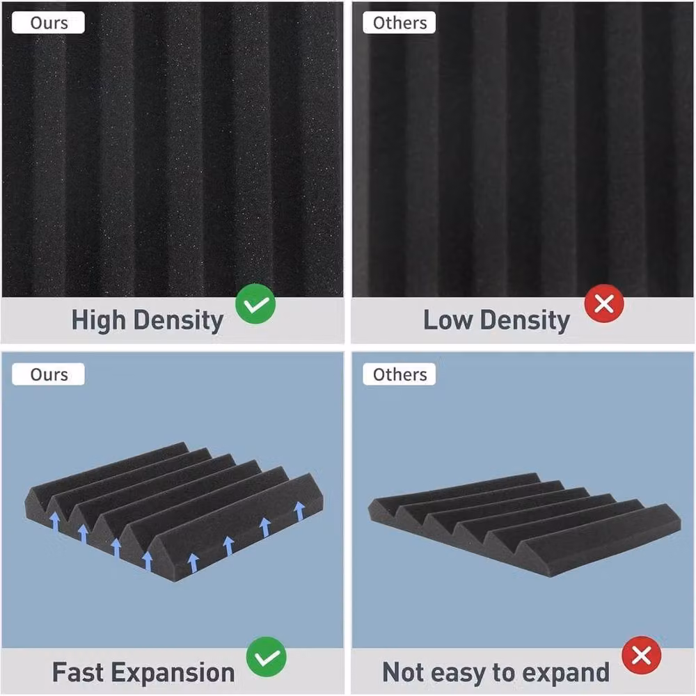 PAWNORA 12-Piece Acoustic Foam Panel Wall Tiles, Black, W/D/H: 30 x 30 x 5 cm – 4