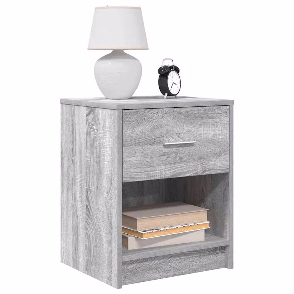 Berkfield Home Set of 2 Durable Bedside Cabinets with Drawer in Grey Sonoma, W: 40 cm, D: 34 cm, H: 50 cm – 1