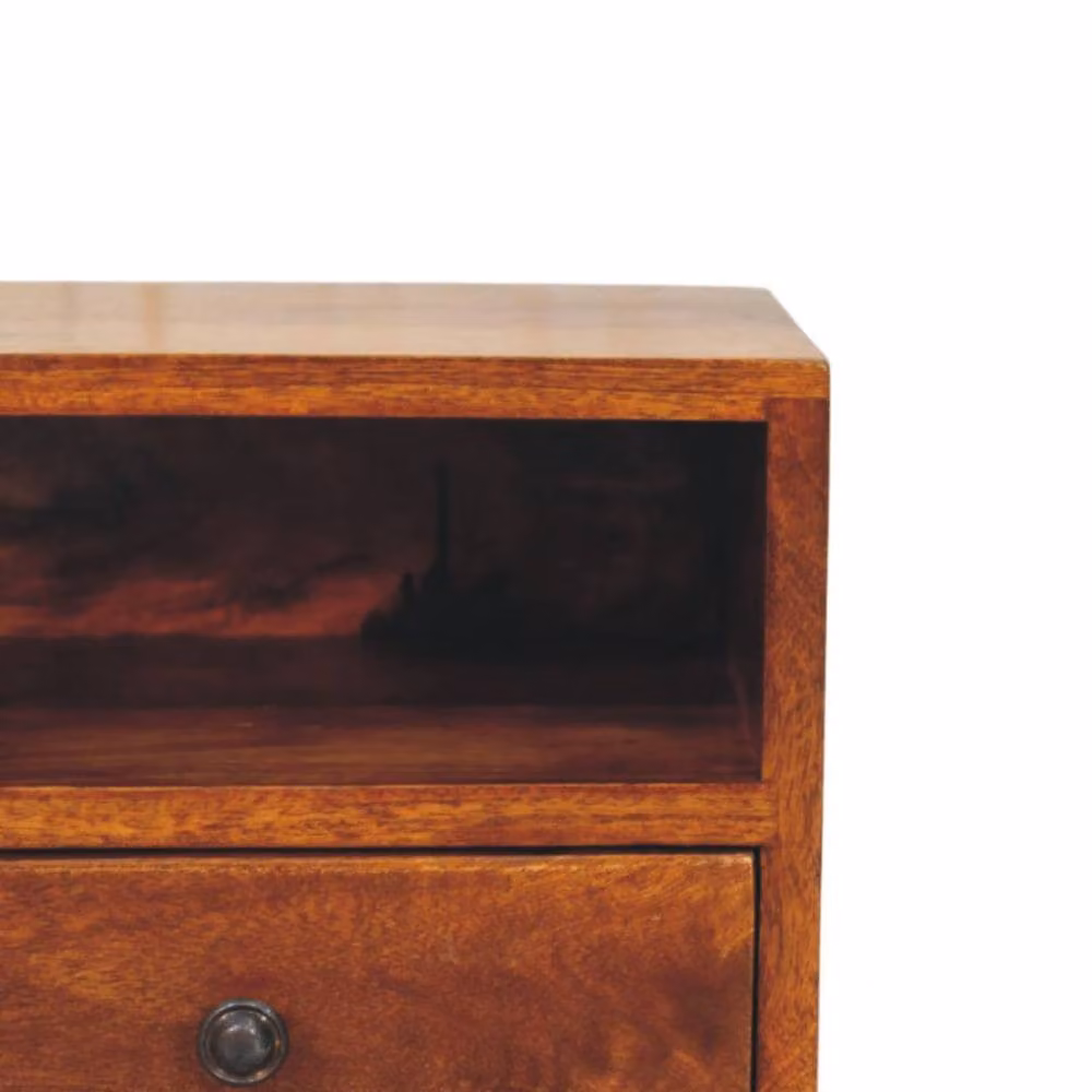 Wyld Haus Solis Wall Mounted Bedside Table with 1 Drawer, Mango Wood in Brown and Black – 3