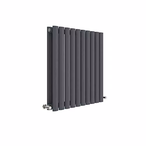 Nuie Revive HLA38D Modern Wall Mount Designer Horizontal Double Panel Radiator, Anthracite, W: 60 cm, H: 58.6 cm, D: 7.8 cm