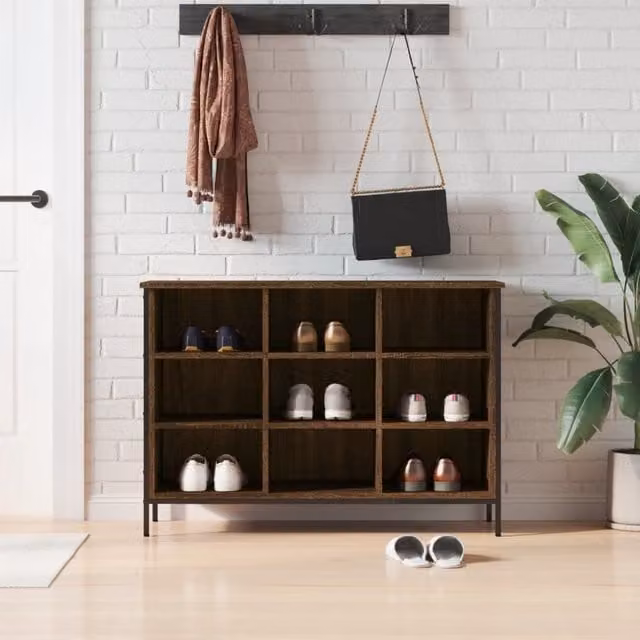 Berkfield Home Brown Oak Shoe Cabinet with Integrated Seat, W/D/H: 100 x 35 x 70 cm