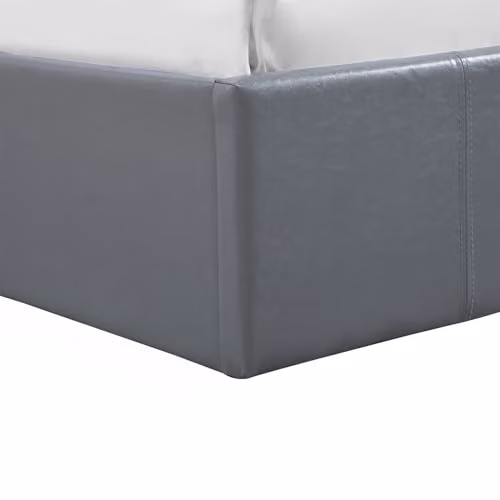 Luna Siesta Grey Faux Leather Upholstered Double Ottoman Bed with Gas Lift Storage, H: 88.5 cm x W: 140 cm x L: 203 cm – 4
