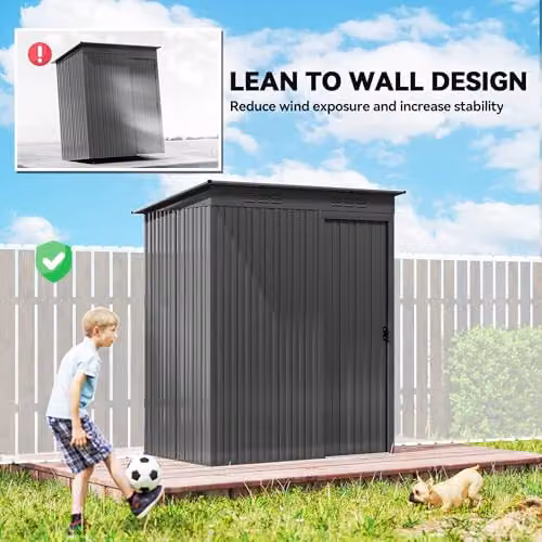 Outsunny Grey Metal Garden Storage Shed with Sliding Doors and Roof Vent – 4
