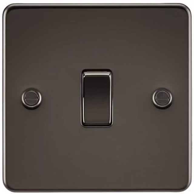 Knightsbridge 10AX 1G Intermediate Flush Plate Switch in Gunmetal Grey and Brushed Chrome
