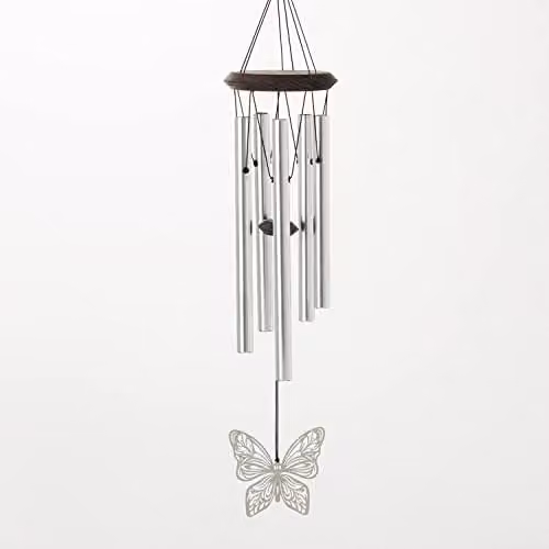 Woodstock Chimes Silver Butterfly Hanging Wind Chime