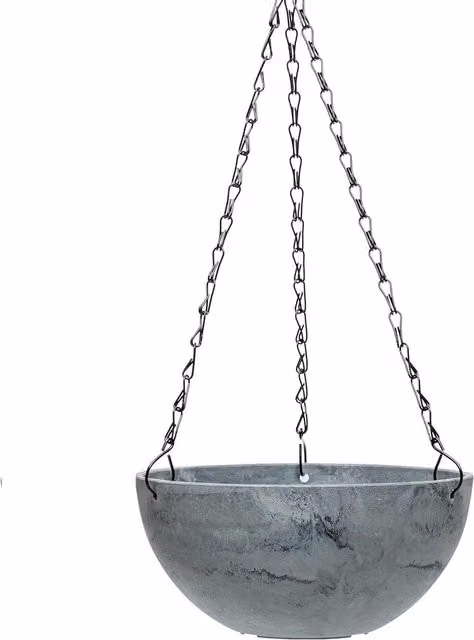 Garden Gear Marble Effect Hanging Basket Planter, Grey, Diameter: 25 cm