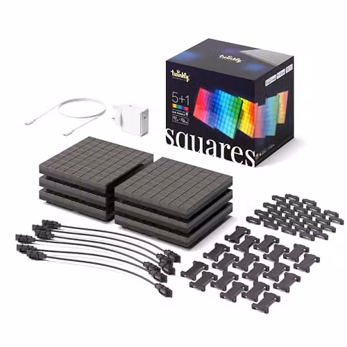 Twinkly Squares Combo Pack of 6 App-Controlled RGB LED Panels in Black