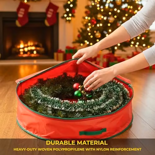 Shatchi Christmas Wreath and Garland Storage Bag in Red, W/D/H: 60 x 13 x 13 cm – 4