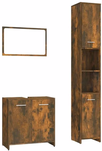 Berkfield Home 3 Piece Modern Bathroom Furniture Set in Smoked Oak Brown