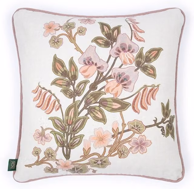 House of Hackney The Dancing Orchids Medium Hemp Cushion in Ecru