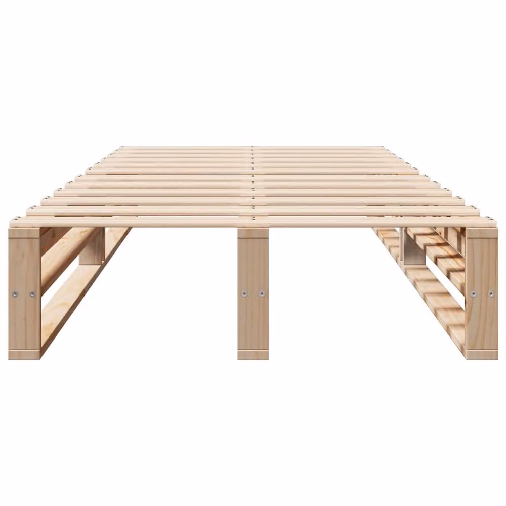 Berkfield Home Single Solid Wood Pine Bed Frame in Natural, W/D/H: 90 x 190 x 25.5 cm – 2