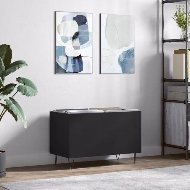 Berkfield Home Industrial Record Cabinet in Black, W: 74.5 cm, D: 38 cm, H: 48 cm