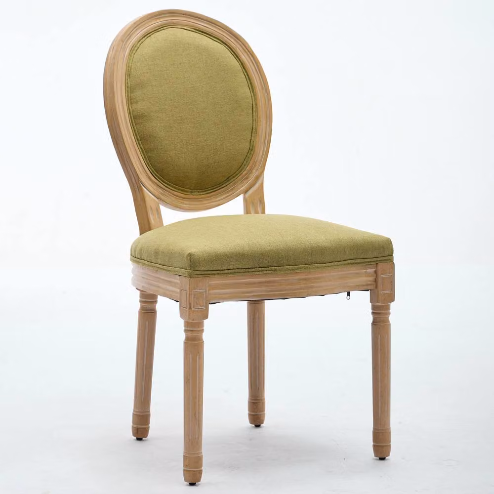 HomeTouch Set of 2 French Style Linen Fabric Kitchen and Dining Chairs in Green – 2
