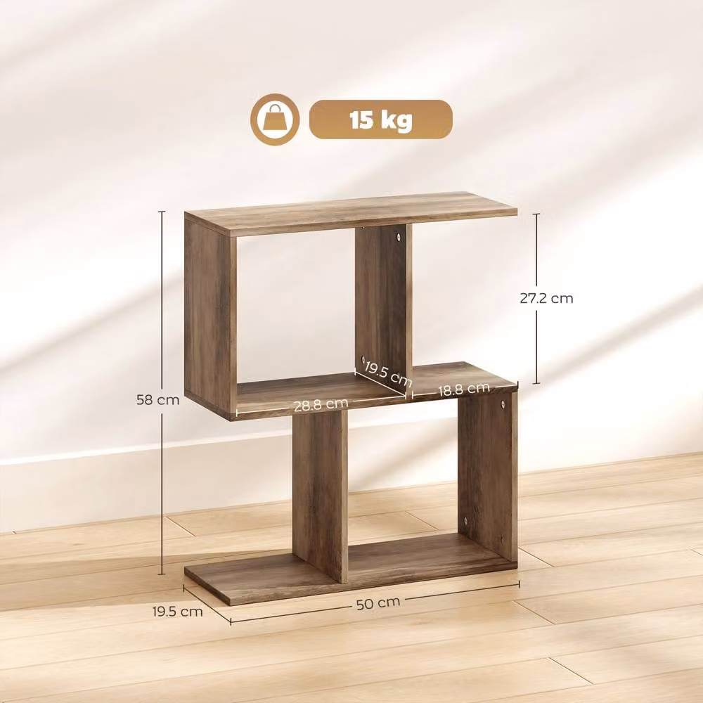 Wyld Haus Tolezi Oak S Shaped Narrow Side Table with 3 Tier Storage in Light Oak – 4