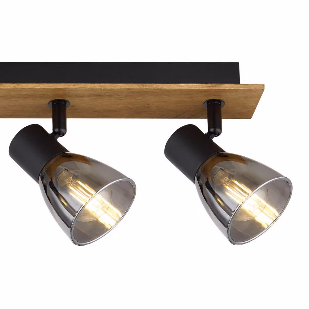 Globo Lighting Claude Ceiling Spotlight Bar in Brown and Black with Transparent Glass Shades, 4x E14, W: 50 cm – 4