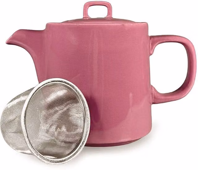 Scandi Home Oslo Pink Ceramic Teapot with Stainless Steel Infuser, 1 l