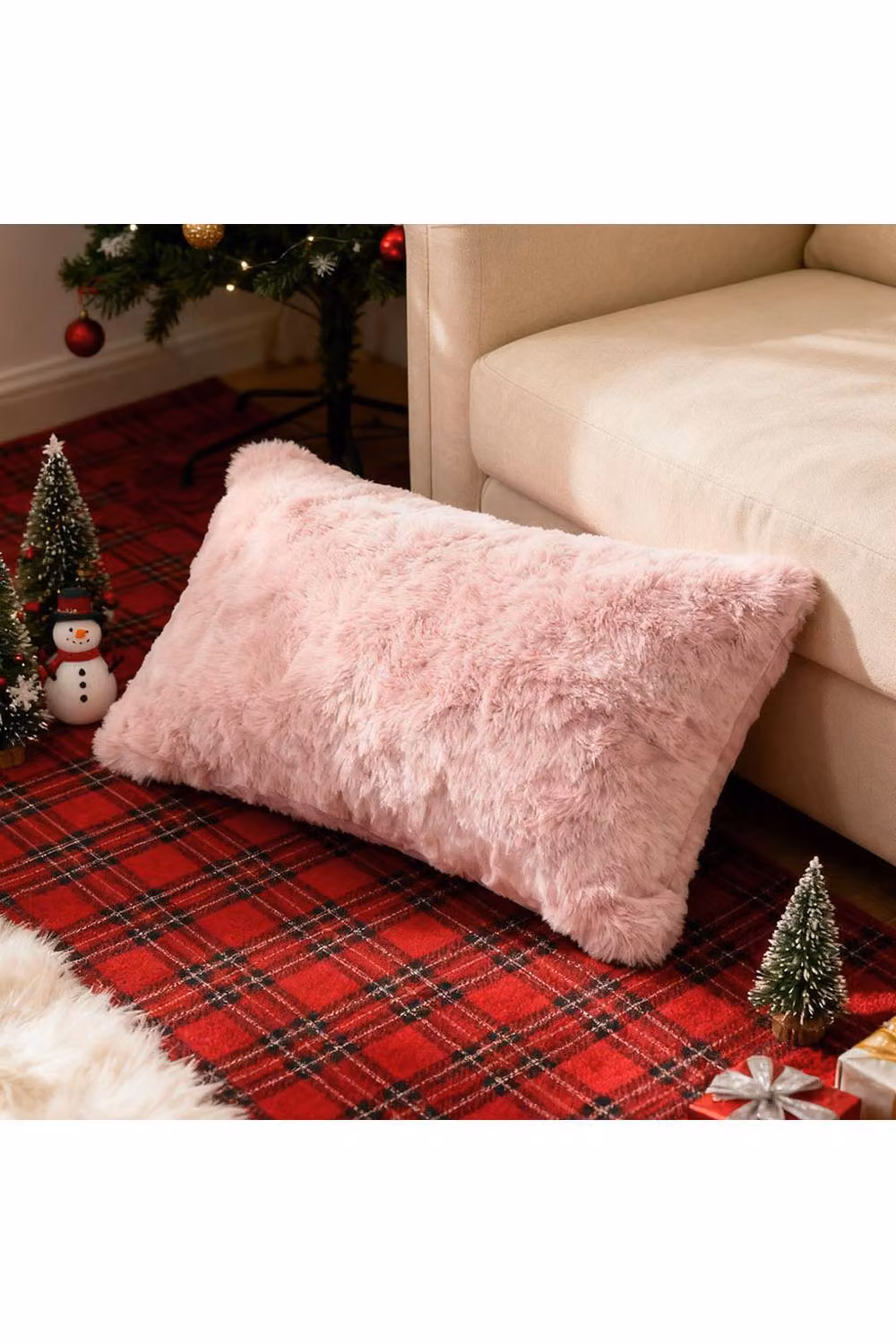 Living and Home Plush Rectangular Throw Pillow Cover in Pink – 2
