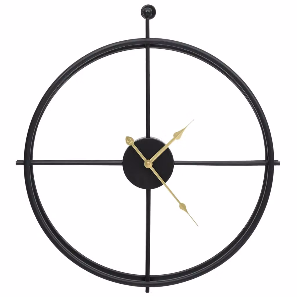 Berkfield Home Minimalist Round Analog Wall Clock in Black Metal, Diameter: 52 cm – 2
