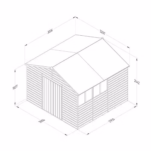 Forest Garden Gable Apex Wooden Shed in Brown or Green, W/D/H: 304.8 x 304.8 x 244.1 cm – 3