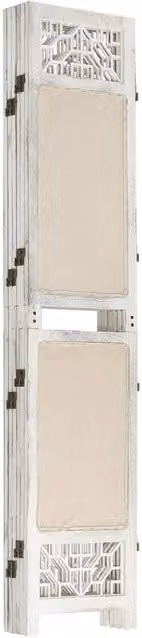 Berkfield Home Elegant 6-Panel Room Divider in Beige Fabric, H 210 cm x W 165 cm