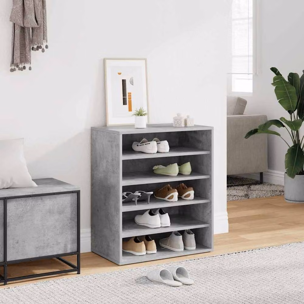 Berkfield Home Wall Mounted Shoe Cabinet in Concrete Grey, W/D/H: 60 x 35 x 70 cm – 2