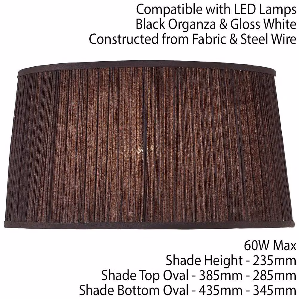 Loops Modern Oval Black Pleated Organza Lamp Shade – 2