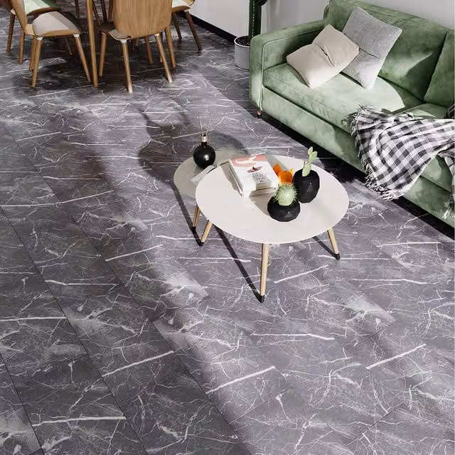 Livingandhome Set of 20 Stone Look Modern Grey UV Coated PVC Flooring