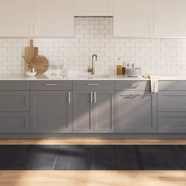 Berkfield Home Rectangular Bamboo Rug in Grey, W: 80 cm, L: 400 cm