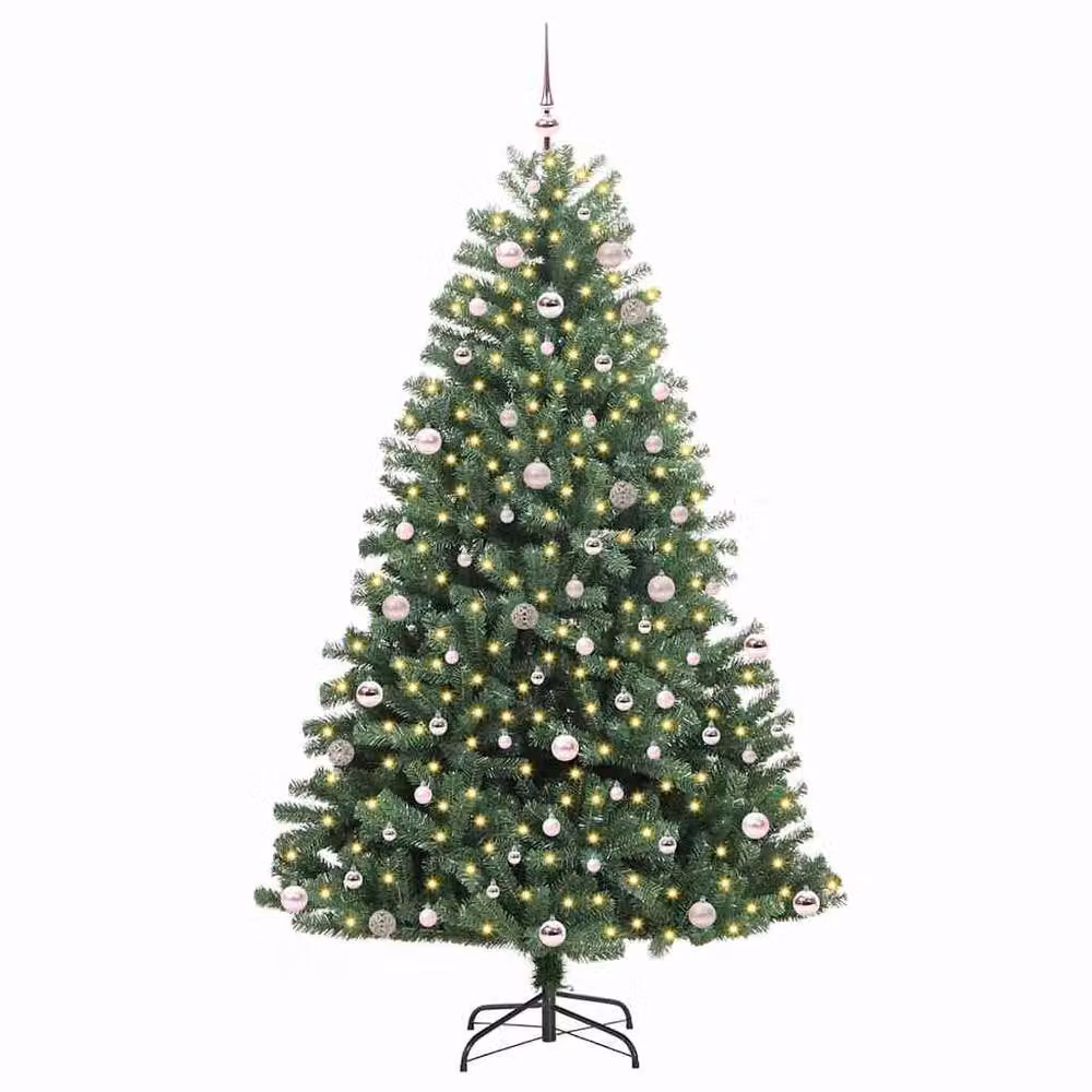 Berkfield Home Artificial Hinged Christmas Tree in Green, Height: 240 cm – 3