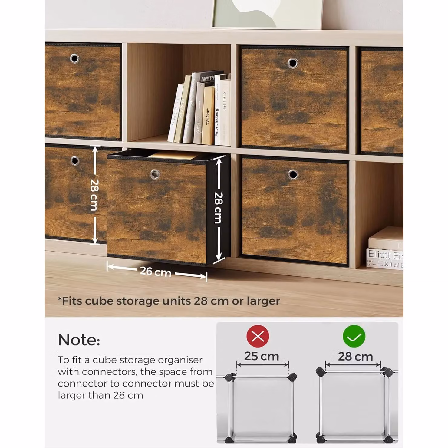 SONGMICS Set of Durable Oxford Fabric Cube Storage Containers in Brown – 3
