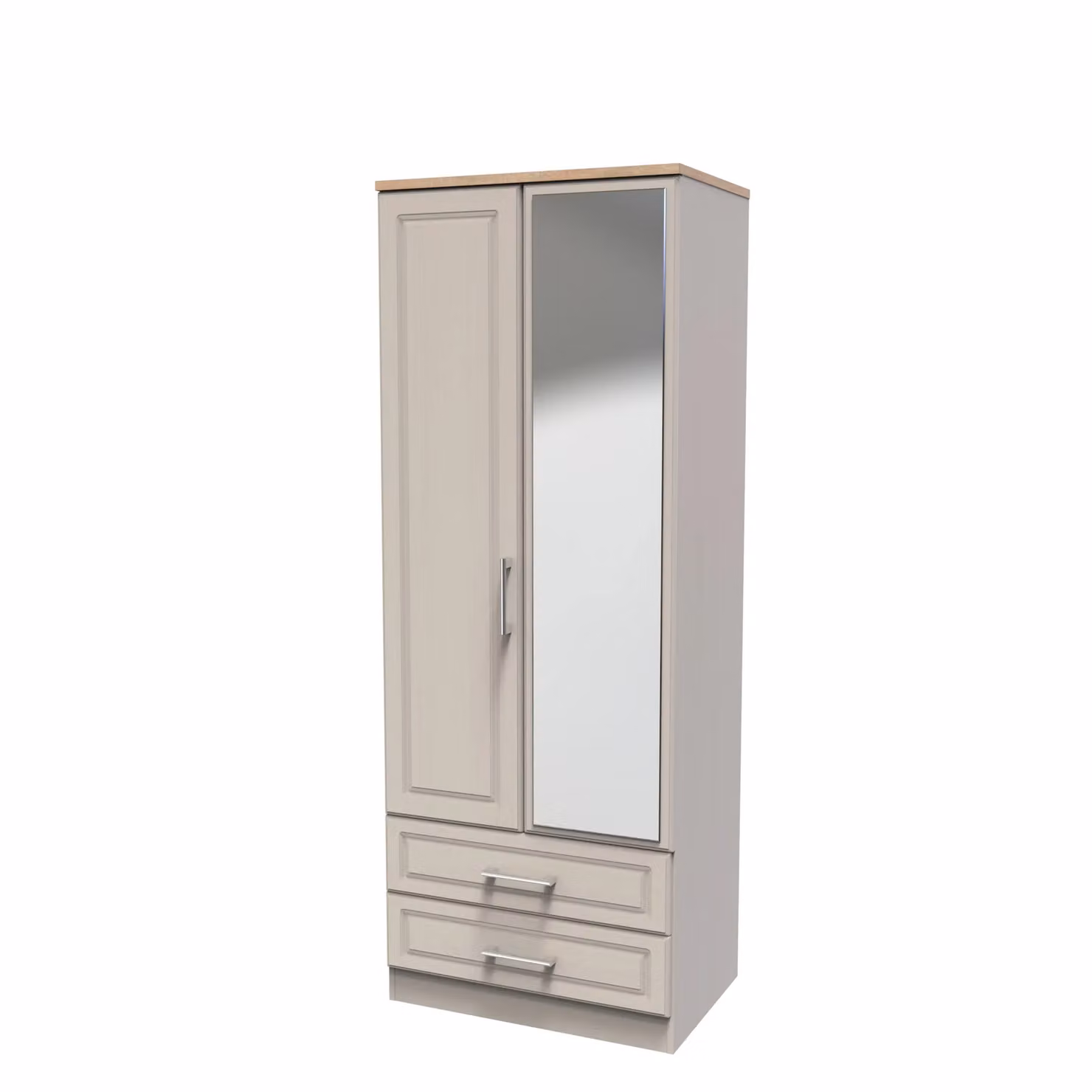 Ready Assembled 2 U Norfolk 2 Door 2 Drawer Mirrored Wardrobe in Taupe – 2