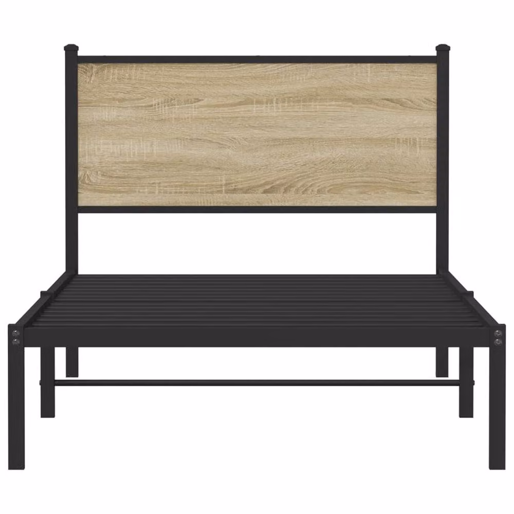 Berkfield Home Metal Bed Frame in Sonoma Oak Brown, W: 100 cm, L: 200 cm – 3