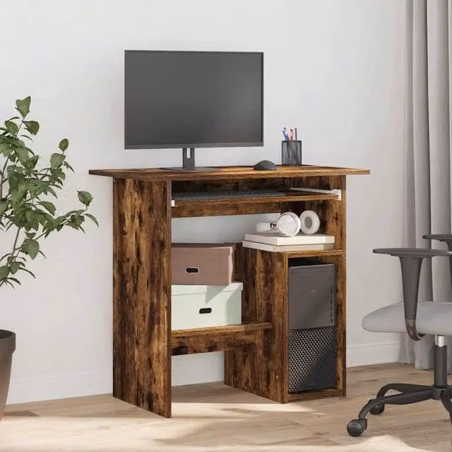 Berkfield Home Elegant Writing Desk in Smoked Oak Brown, W/D/H: 80 x 45 x 74 cm – 1