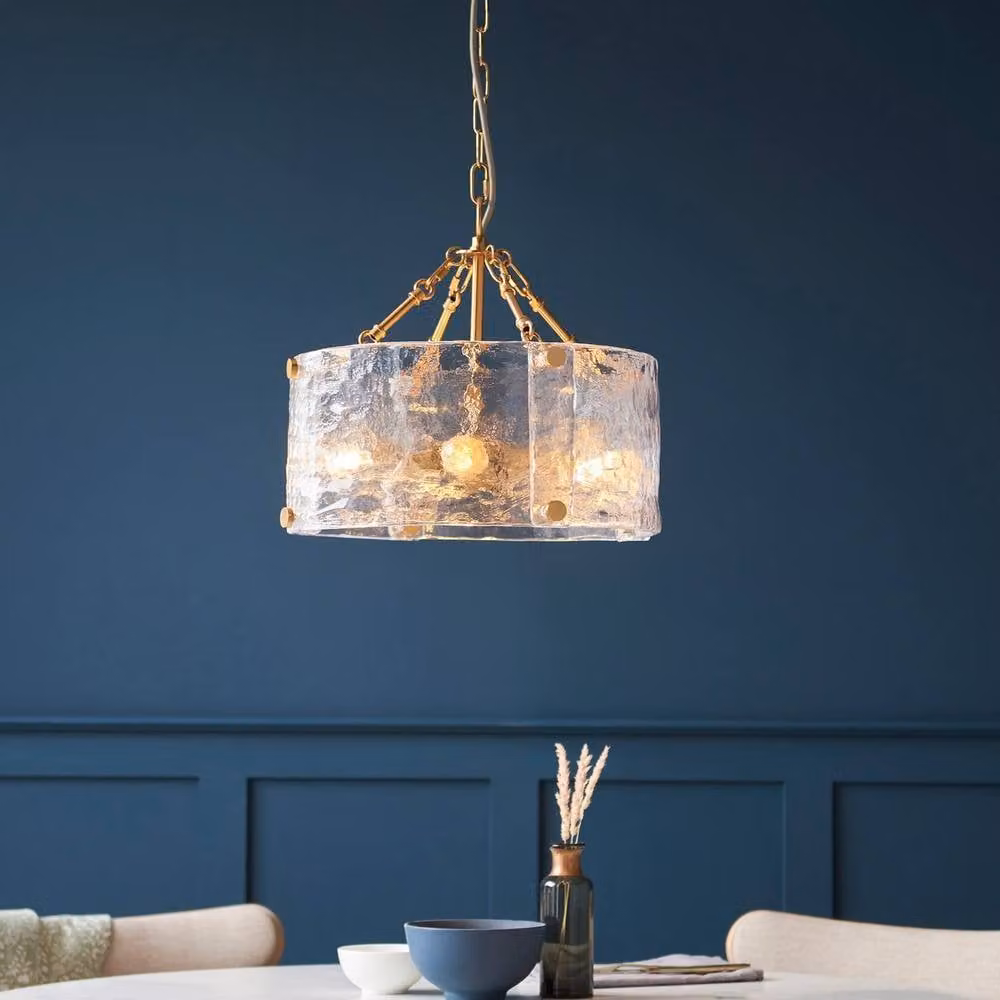 Netlighting Keller Pendant Light with Handmade Transparent Glass and Gold Brass Finish, 4x E14 – 2