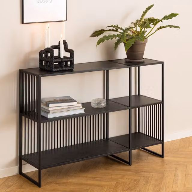 Furniture To Go Strington Modern Black Metal Bookcase with 2 Shelves
