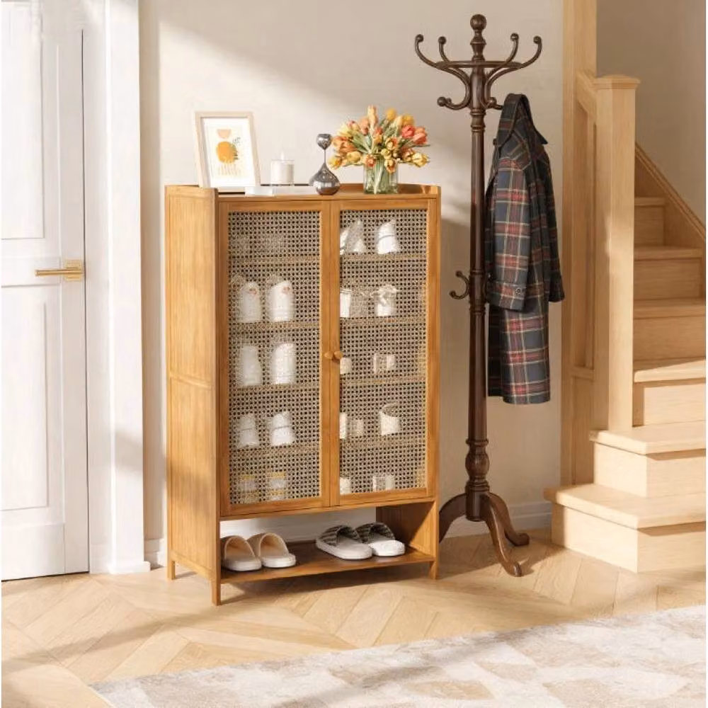 Havendro Rattan Wood Shoe Storage Cabinet in Brown – 2